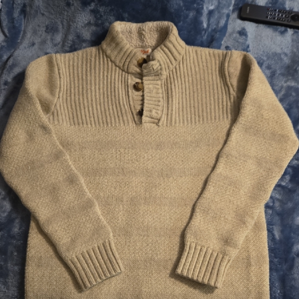 Cat & Jack Beige Kids Sweater with Button Collar